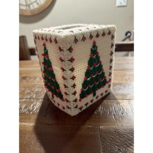 Betts Needle Art "Oh Christmas Tree…" Tissue Box Cover-Up 1980s